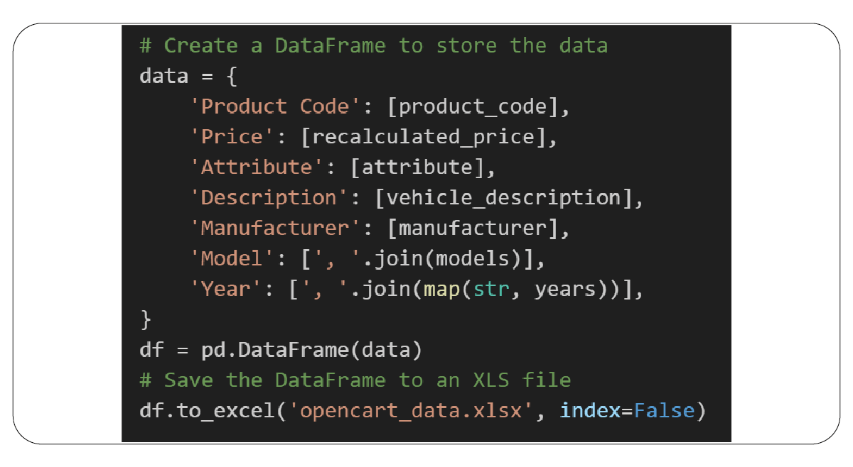 Saving the Scraped Data in an XLS File